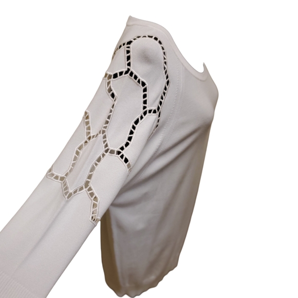 Escada White Shirt / Blouse With Decorative Sleeve Design XL - Picture 3 of 10